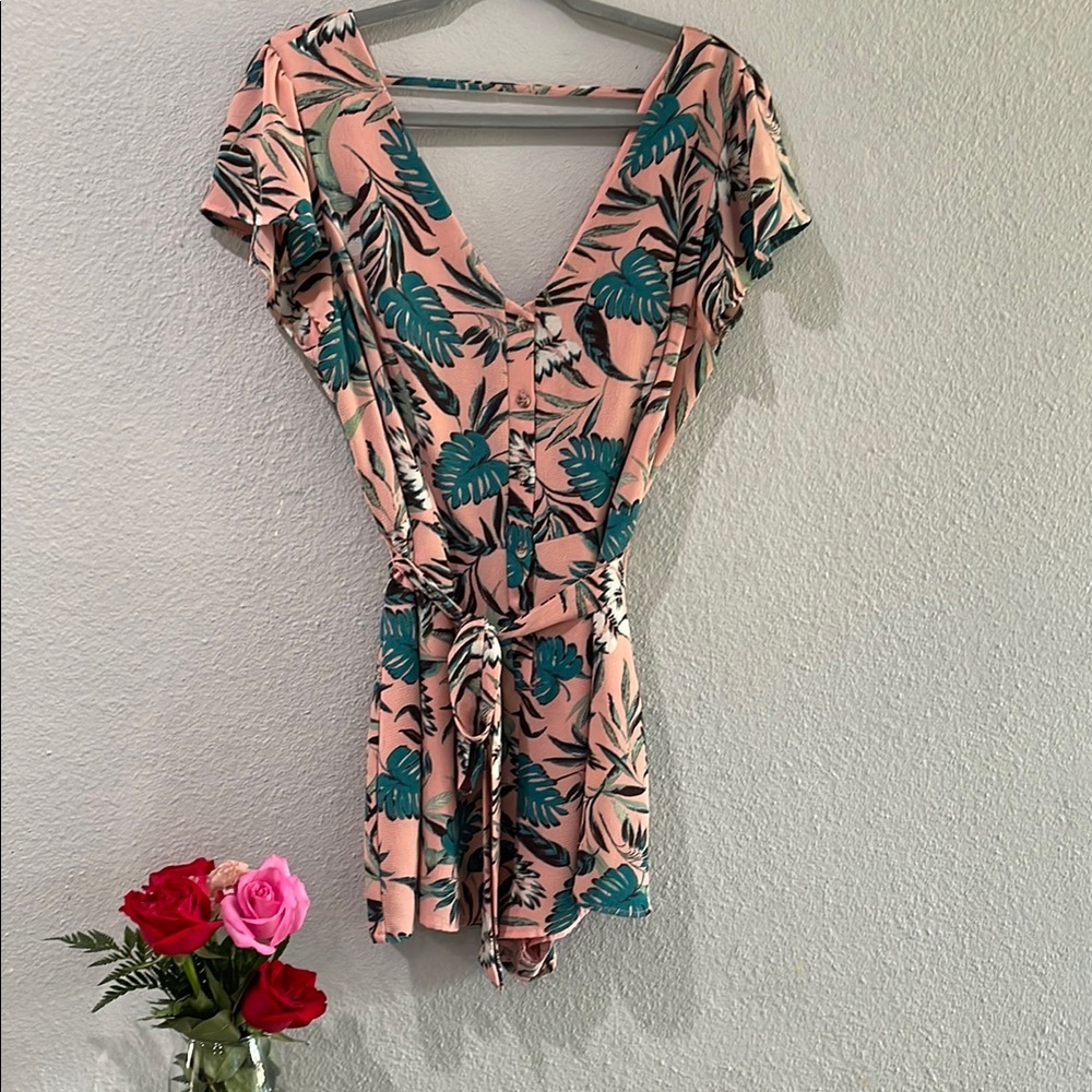 Floral Pink and Green Romper